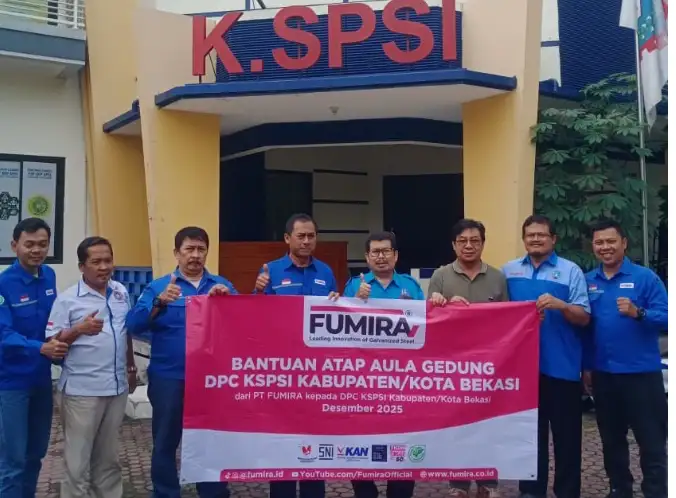 DPC KSPSI Kab./Kota Bekasi Terima Bantuan 250 Lembar Seng dari PT Fumira MM 2100